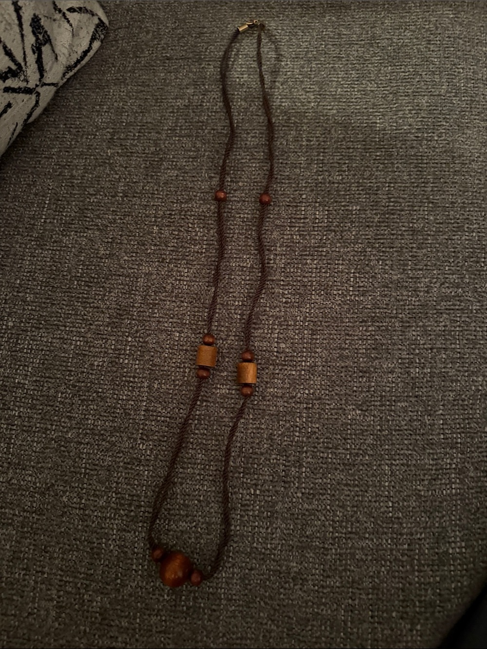 Wooden Bead Long Necklace - Brown